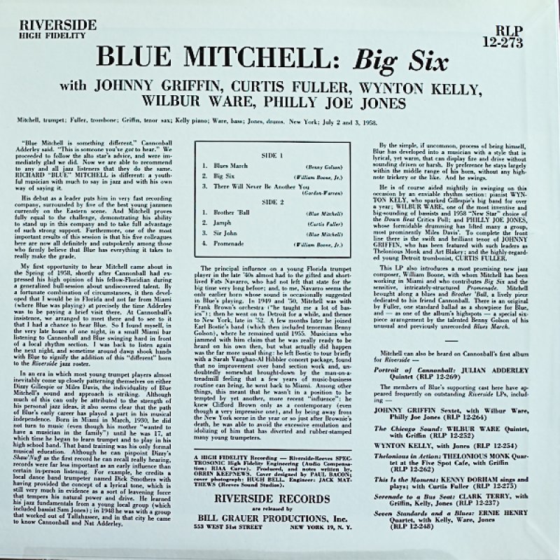 画像2: ブルー・ミッチェル（tp）/ビッグ6 (2)