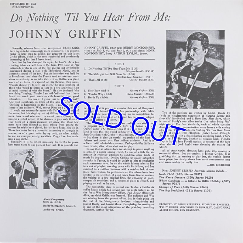 画像2: ジョニー・グリフィン（ts）/DO NOTHING TIL YOU HEAR FROM ME (2)