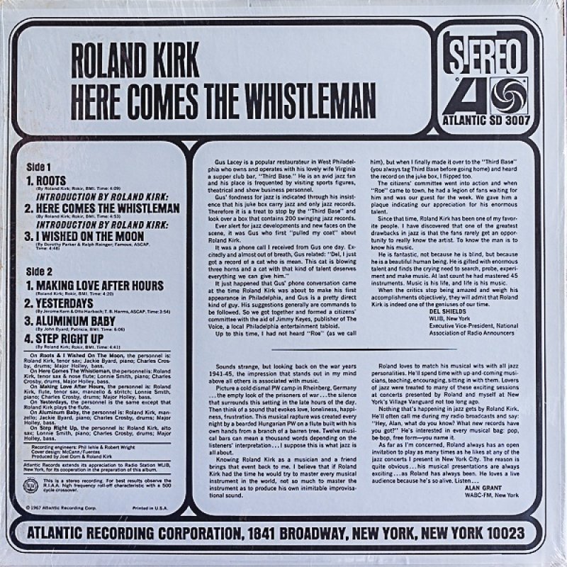 画像2: ローランド・カーク（reed）/HERE COMES THE WHISTLEMAN (2)