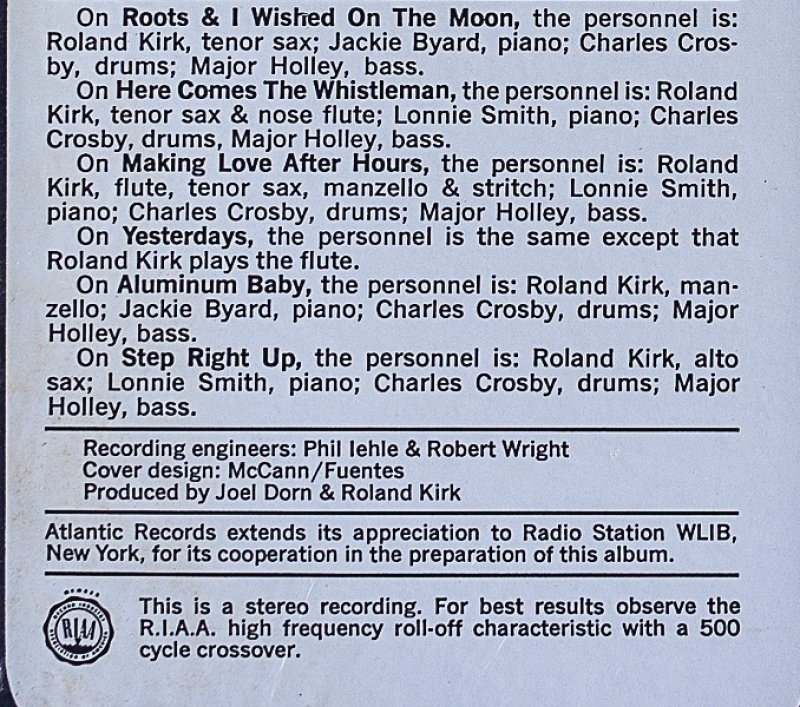 画像3: ローランド・カーク（reed）/HERE COMES THE WHISTLEMAN (3)