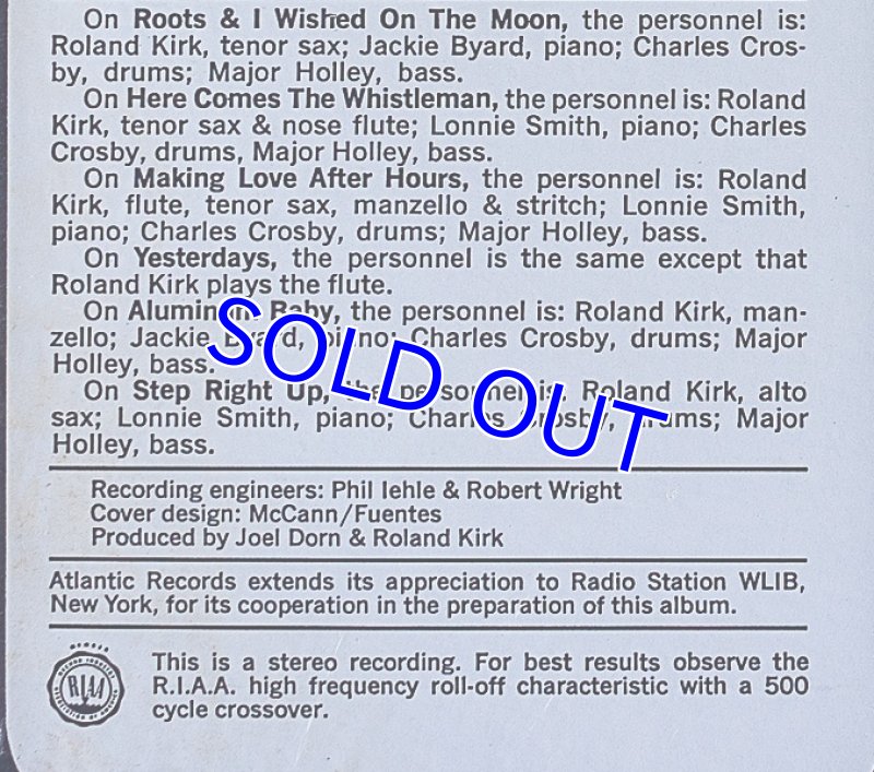 画像3: ローランド・カーク（reed）/HERE COMES THE WHISTLEMAN (3)