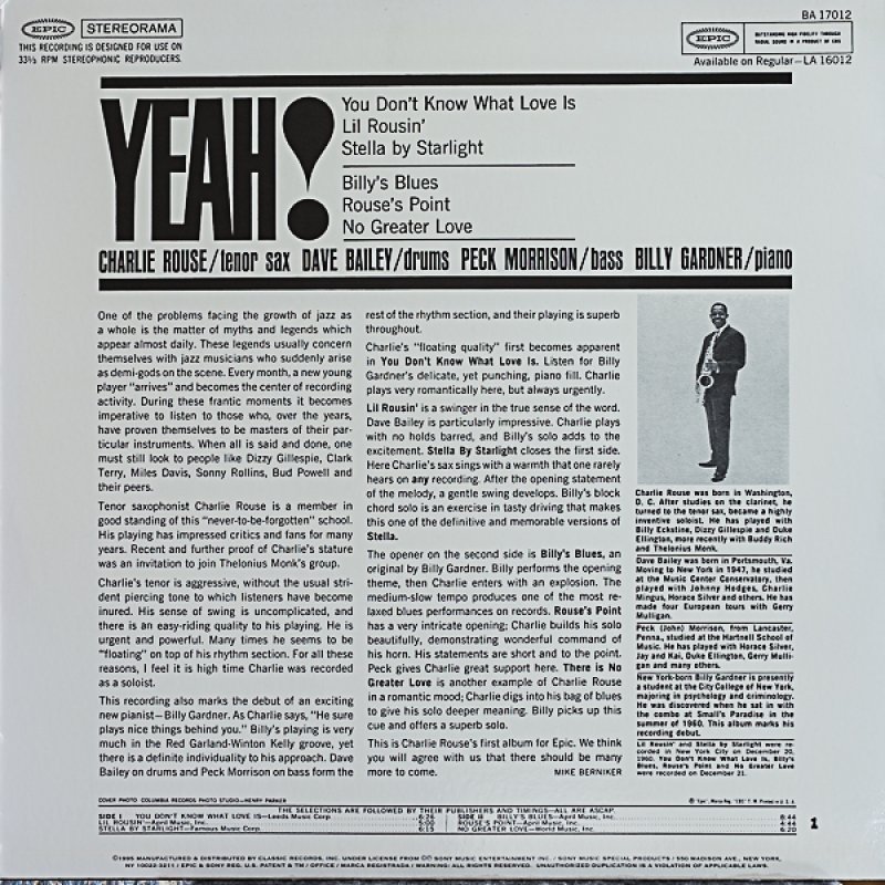 画像2: チャーリー・ラウズ（ts）/YEAH! (2)