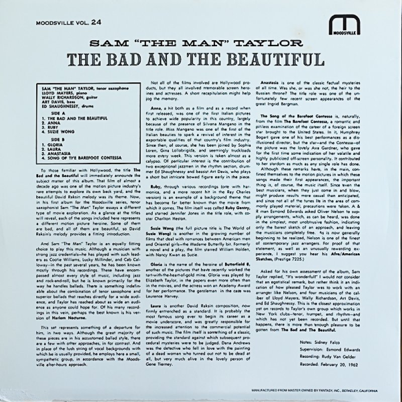 画像2: サム・テイラー（ts）/PLAYS"THE BAD AND THW BEAUTIFUL (2)