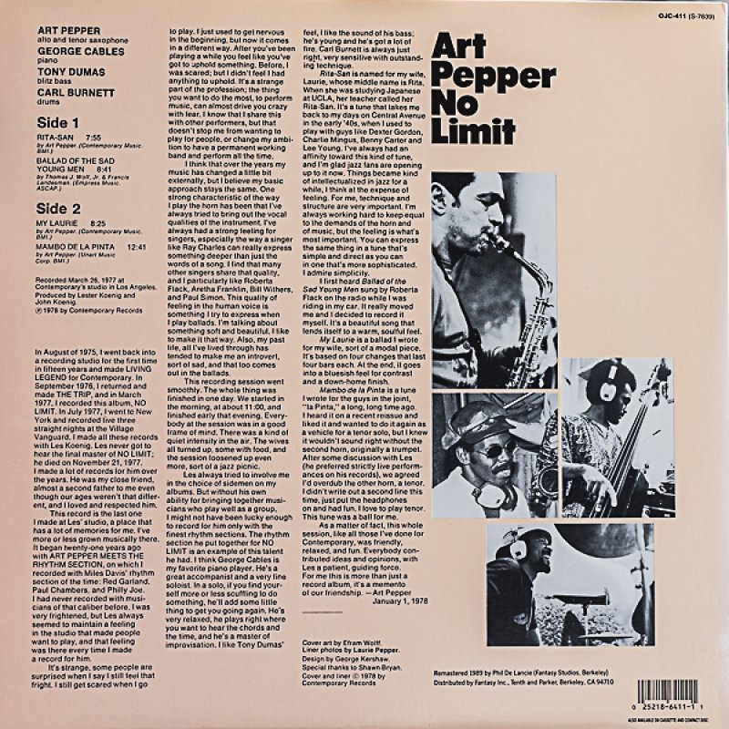 画像2: アート・ペッパー（as）/NO LIMT (2)