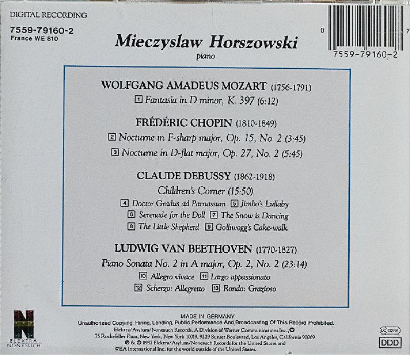 画像2: ミエチスラフ・ホレショスキー（pf）/Mozart Chopin Debussy Beethoven（独盤） (2)