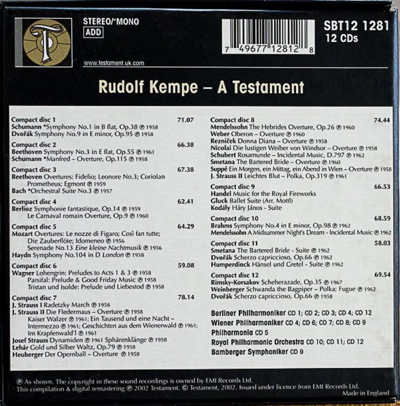 画像2: ルドルフ・ケンペ/A Testament（UK盤　12CD） (2)