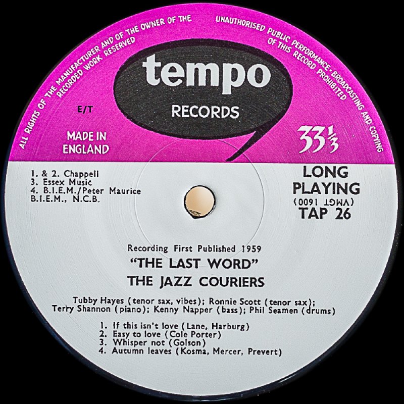 画像3: タビー・ヘイズ(ts,vib）/THE LAST WORD THE JAZZ COURIERS (3)