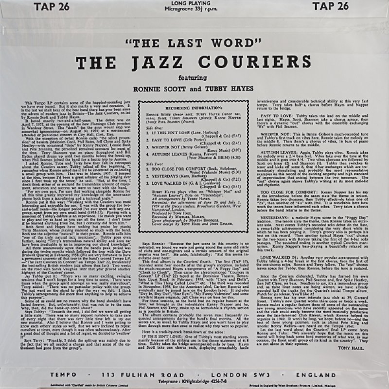 画像2: タビー・ヘイズ(ts,vib）/THE LAST WORD THE JAZZ COURIERS (2)